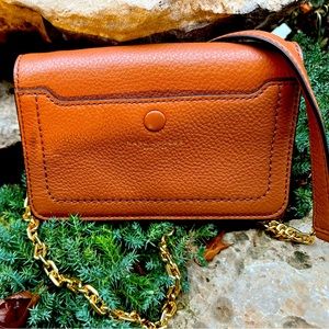 MARC JACOBS EMPIRE CITY LEATHER WALLET CROSSBODY GOLD CHAIN LINK PURSE